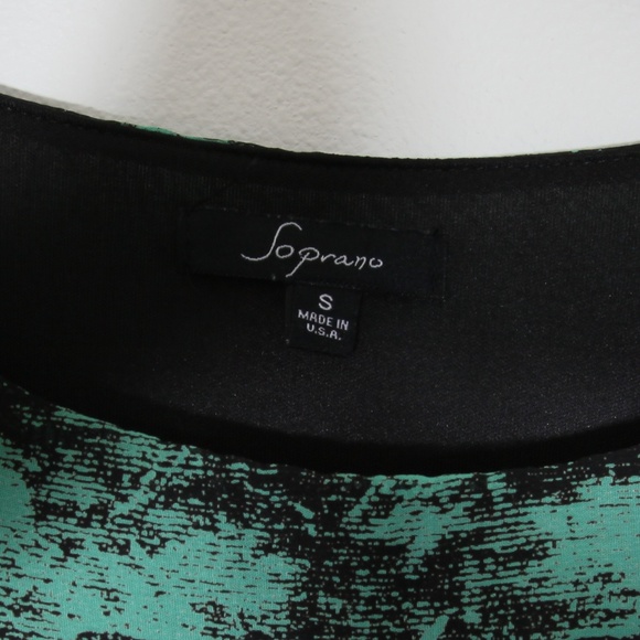 Nordstrom Soprano High Low Printed Chiffon Dress Green Black Sleeveless Sz Small - Picture 5 of 7